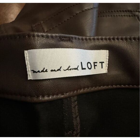 New! Loft Brown Vegan Leather Pants Sz 4 - Picture 2 of 4
